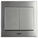 羅格朗開關插座 美淳 沙銀 二位單控 二開單控開關 10AX