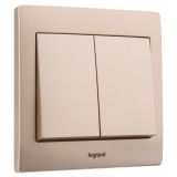 羅格朗開關插座 美淳 爍金 二位雙控 二開雙控開關 10AX