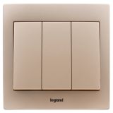 羅格朗開關插座 美淳 爍金 三位單控 三開單控開關 10AX