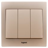 羅格朗開關插座 美淳 爍金 三位雙控 三開雙控開關 10AX