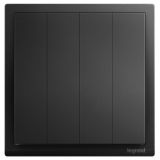 羅格朗開關插座 朗淳 碳素黑 四位單控開關 四開單控 10AX