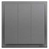 羅格朗開關插座 朗淳 深砂銀 三位單控 三開單控開關 