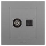 羅格朗開關插座 輕藝 深砂銀 電視+電腦（超五類）插