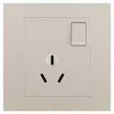 羅格朗開關(guān)插座 輕藝 粉鉑金 帶開關(guān)三扁插座 三孔帶開 10A