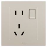 羅格朗開關(guān)插座 輕藝 粉鉑金 帶開關(guān)連體二三插座 五孔帶開