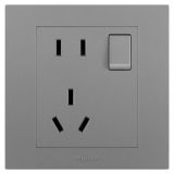 羅格朗開關(guān)插座 輕藝 深砂銀 帶開關(guān)連體二三插座 五孔帶開