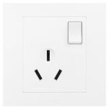 羅格朗開關(guān)插座 輕藝 玉蘭白 帶開關(guān)三扁插座 三孔帶開 16A