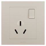 羅格朗開關(guān)插座 輕藝 粉鉑金 帶開關(guān)三扁插座 三孔帶開 16A