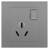 羅格朗開關(guān)插座 輕藝 深砂銀 帶開關(guān)三扁插座 三孔帶開 16A
