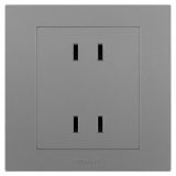 羅格朗開關(guān)插座 輕藝 深砂銀 雙聯(lián)二扁插座 四孔插座 10A