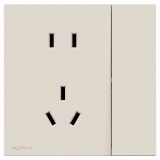 羅格朗開關(guān)插座 博駿  奶油白 帶開關(guān)連體二三插座（開關(guān)控制插座） 五孔帶開