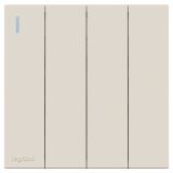 羅格朗開關插座 暢境  奶油白 四位單控帶指示開關 四開單控 16AX