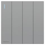 羅格朗開關插座 暢境  藝術灰 四位單控帶指示開關 四開單控 16AX