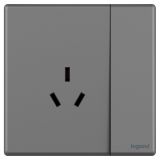 羅格朗開關(guān)插座 智繪  深砂銀 帶開關(guān)三扁插座 三孔插座 10A