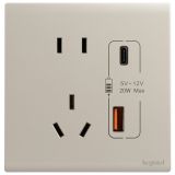 羅格朗開關插座 仕藝Pro 粉鉑金 帶二三插Type A+C USB充電插座 五孔Type A+C USB 20W