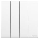 羅格朗開關(guān)插座 綺蘊(yùn) 陶瓷白 四位單控開關(guān) 四開單控 16AX