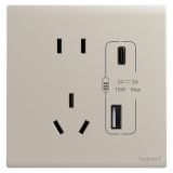 羅格朗開關插座 綺蘊 粉鉑金 帶二三插Type A+C USB充電插座 五孔Type A+C USB插座 15W