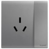 羅格朗開關(guān)插座 簡悅 深砂銀 帶開關(guān)三扁插座 三孔帶開 16A