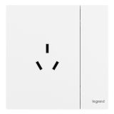 羅格朗開關插座 仕典Plus 陶瓷白 帶開關三扁插座 三孔帶開 10A