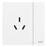 羅格朗開關插座 仕典Plus 陶瓷白 帶開關三扁插座 三孔帶開 16A