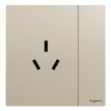 羅格朗開關插座 仕典Plus 粉鉑金 帶開關三扁插座 三孔帶開 16A