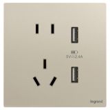 羅格朗開(kāi)關(guān)插座 逸景Plus 粉鉑金 帶二三插USB充電插座 五孔USB插座