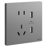 羅格朗開(kāi)關(guān)插座 逸景Plus 深砂銀 帶二三插USB充電插座 五孔USB插座