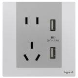 羅格朗開(kāi)關(guān)插座 逸景Plus 冰點(diǎn)鋁 帶二三插USB充電插座 五孔USB插座