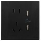 羅格朗開(kāi)關(guān)插座 逸景Plus 拉絲黑 帶二三插USB充電插座 五孔USB插座