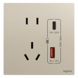 羅格朗開(kāi)關(guān)插座 逸景Plus 粉鉑金 帶二三插Type A+C USB充電插座 30W