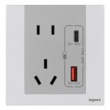 羅格朗開(kāi)關(guān)插座 逸景Plus 冰點(diǎn)鋁 帶二三插Type A+C USB充電插座 30W