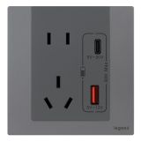 羅格朗開(kāi)關(guān)插座 逸景Plus 沉灰鋁 帶二三插Type A+C USB充電插座 30W