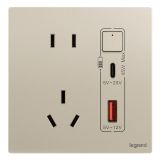 羅格朗開(kāi)關(guān)插座 逸景Plus 粉鉑金 帶二三插Type A+C USB充電插座 45W