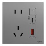 羅格朗開(kāi)關(guān)插座 逸景Plus 深砂銀 帶二三插Type A+C USB充電插座 45W