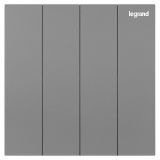 羅格朗開關插座 博軾 深砂銀 四位單控開關 四開單控 10AX