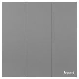 羅格朗開關(guān)插座 淺央 深砂銀 三位單控開關(guān) 三開單控 10AX