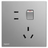 羅格朗開關插座 仕典工程 深砂銀 連體帶開關二三插 五孔帶開 10A