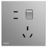 羅格朗開關插座 仕典工程 深砂銀 連體帶雙控開關二三插 五孔帶雙控開關 10A